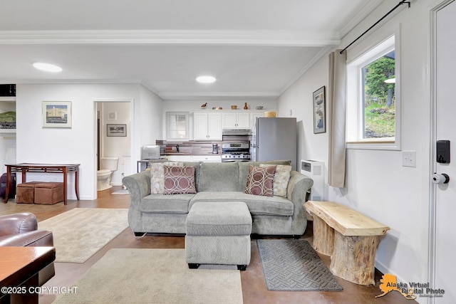 17132 Carl St, Anchorage, AK 99516 - living area with ornamental molding and recessed lighting