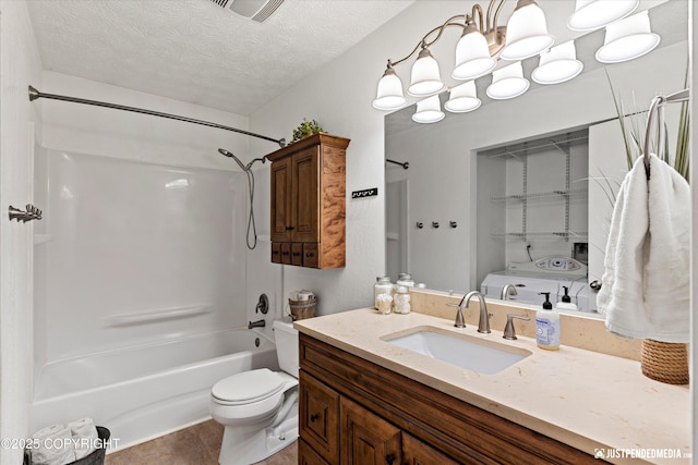 11730 Nix Ct, Anchorage, AK 99515 - full bathroom with shower / washtub combination, vanity, a textured ceiling, and toilet