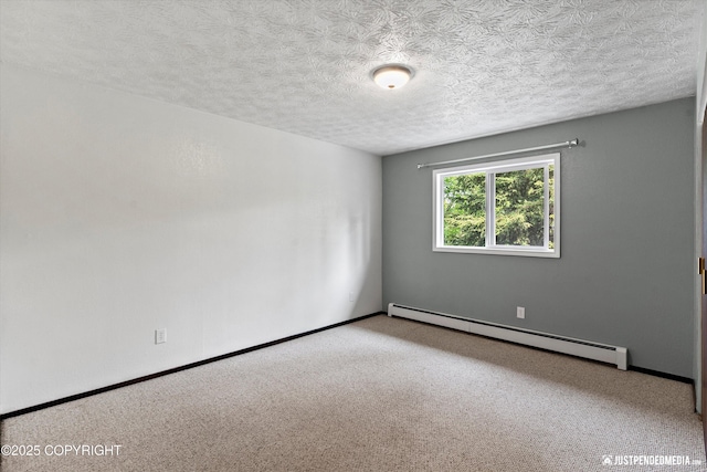 11730 Nix Ct, Anchorage, AK 99515 - empty room featuring a baseboard heating unit, carpet floors, a textured ceiling, and baseboards
