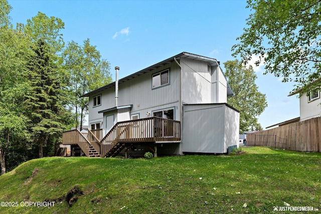 11730 Nix Ct, Anchorage, AK 99515 - back of house featuring a wooden deck and stairway