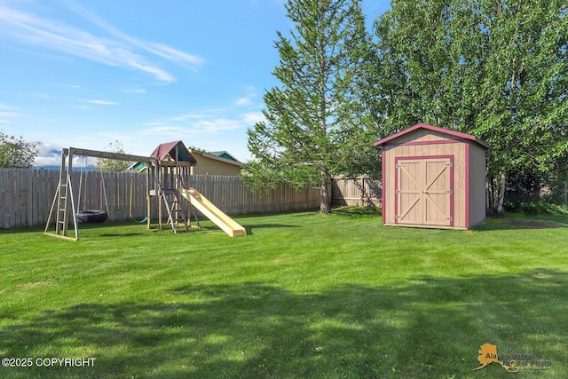 962 S Rebecca Dr, Palmer, AK 99645 - fenced backyard with a shed and a playground