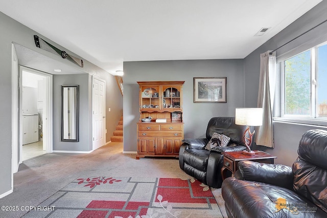 962 S Rebecca Dr, Palmer, AK 99645 - living area featuring stairway and light colored carpet