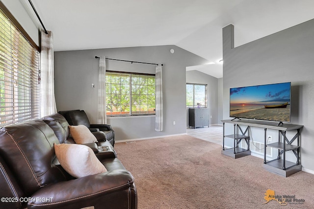 962 S Rebecca Dr, Palmer, AK 99645 - living room featuring vaulted ceiling and carpet flooring