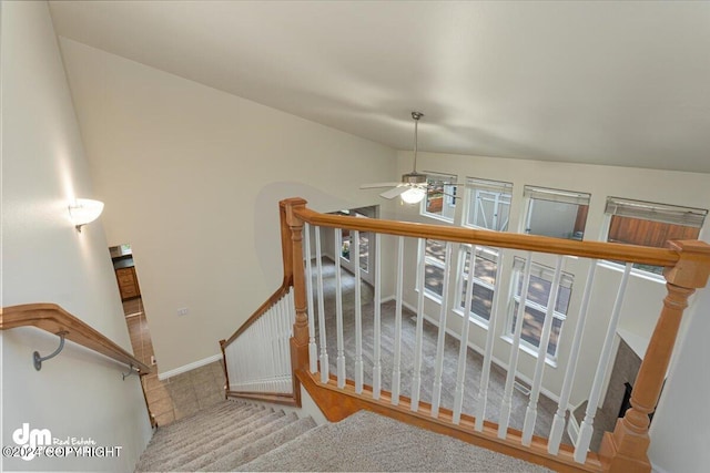 17231 Alice Loop, Eagle River, AK 99577 - stairs with a ceiling fan and carpet floors
