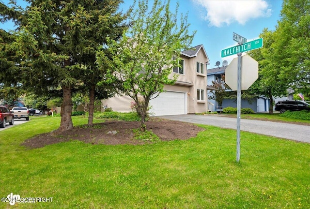 10270 Sextant Cir, Anchorage, AK 99515 - view of front of house featuring driveway, a garage, and a front lawn