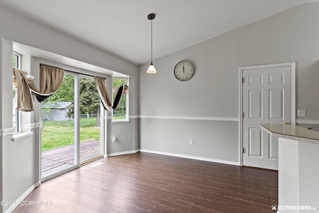 4470 E Birchwood Dr, Wasilla, AK 99654 - unfurnished dining area with wood finished floors and baseboards