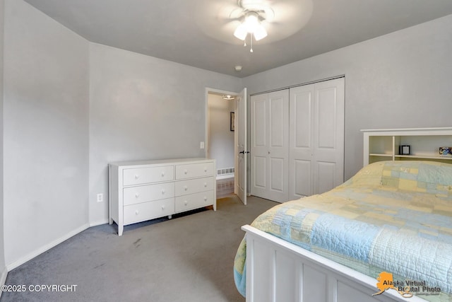 18924 Third St, Eagle River, AK 99577 - bedroom with carpet, a closet, and ceiling fan