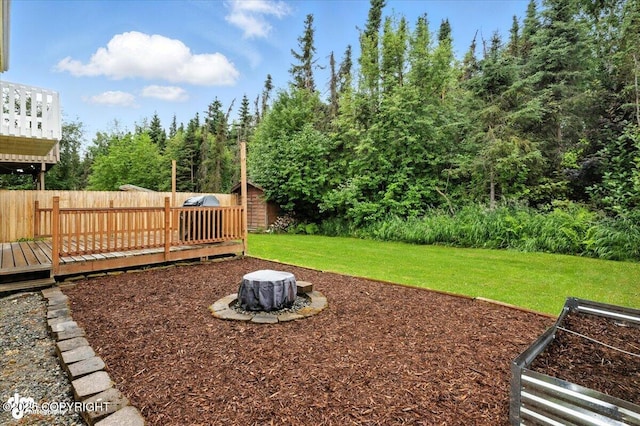 8968 Little Brook St, Anchorage, AK 99507 - view of yard with a deck and a shed