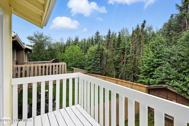 8968 Little Brook St, Anchorage, AK 99507 - wooden terrace with a fenced backyard