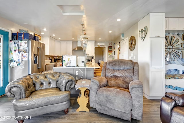 9291 Basher Dr, Anchorage, AK 99507 - living room with recessed lighting and wood finished floors