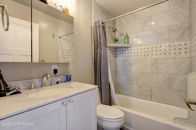 9291 Basher Dr, Anchorage, AK 99507 - bathroom featuring toilet, vanity, and shower / bath combo with shower curtain