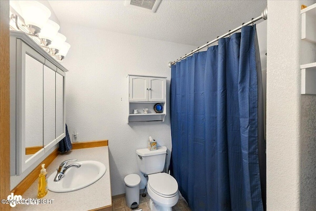 1213 Channel Way, Kenai, AK 99611 - bathroom with vanity, a shower with curtain, and a textured ceiling