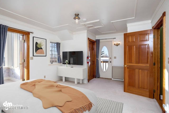 40327 S Malaspina Loop, Talkeetna, AK 99676 - bedroom featuring light carpet and crown molding