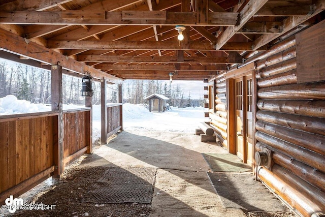 40327 S Malaspina Loop, Talkeetna, AK 99676 - snow covered patio featuring an exterior structure and an outdoor structure