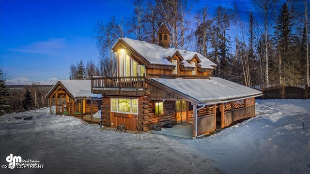 40327 S Malaspina Loop, Talkeetna, AK 99676 - view of snow covered exterior featuring log exterior