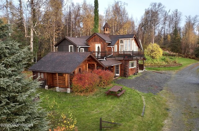 40327 S Malaspina Loop, Talkeetna, AK 99676 - back of house featuring a yard and a wooden deck