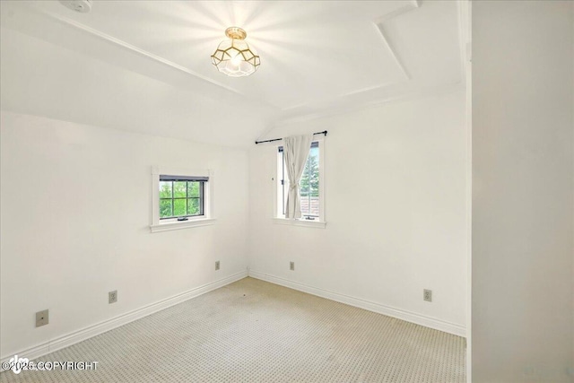 40327 S Malaspina Loop, Talkeetna, AK 99676 - empty room featuring vaulted ceiling, baseboards, and light carpet