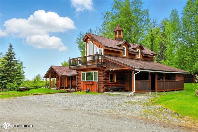 40327 S Malaspina Loop, Talkeetna, AK 99676 - log home featuring driveway