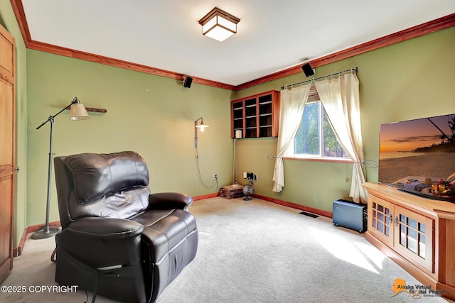 7408 N Grouse Loop, Wasilla, AK 99654 - sitting room with carpet flooring and crown molding
