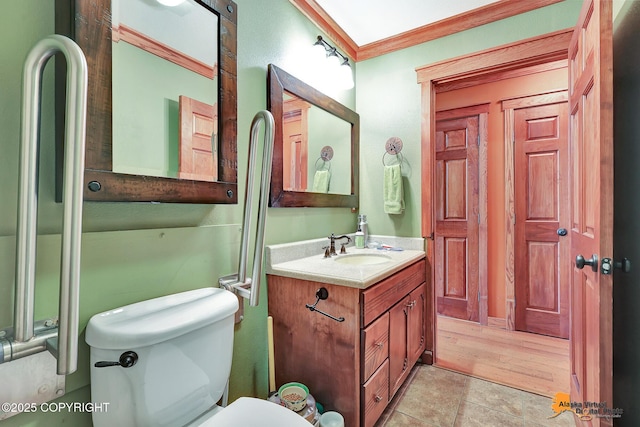 7408 N Grouse Loop, Wasilla, AK 99654 - bathroom featuring vanity, crown molding, and tile patterned floors