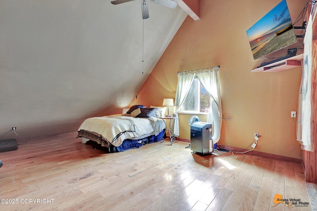 7408 N Grouse Loop, Wasilla, AK 99654 - bedroom featuring wood-type flooring and ceiling fan