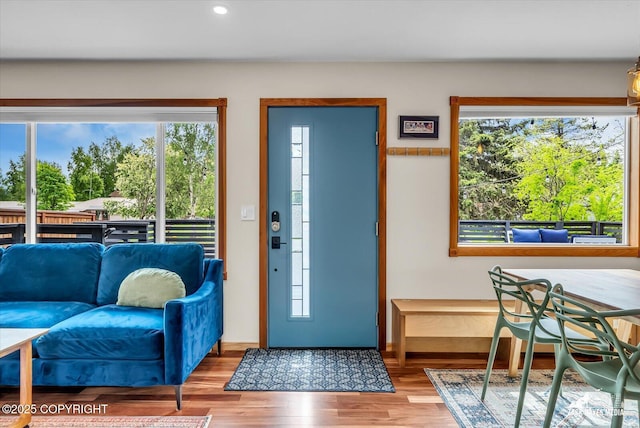 1601 Bannister Dr, Anchorage, AK 99508 - foyer entrance with wood finished floors, recessed lighting, and baseboards