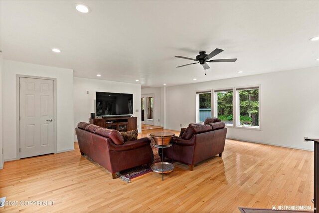 1701 Woo Blvd, Anchorage, AK 99515 - living area with light wood-style flooring, recessed lighting, and ceiling fan
