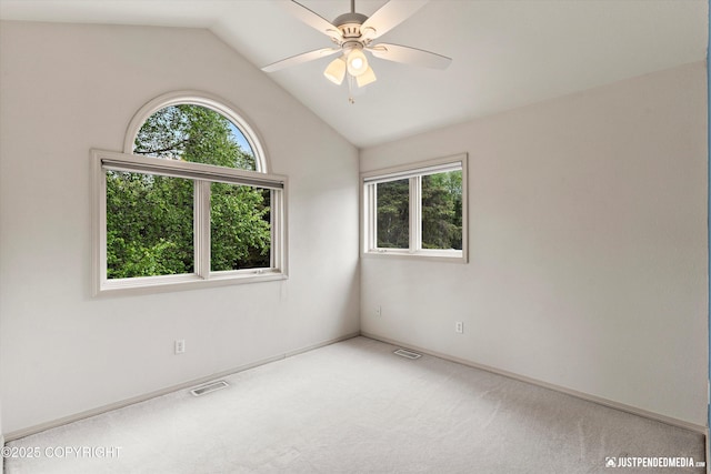 1701 Woo Blvd, Anchorage, AK 99515 - empty room featuring plenty of natural light, carpet, lofted ceiling, ceiling fan, and baseboards