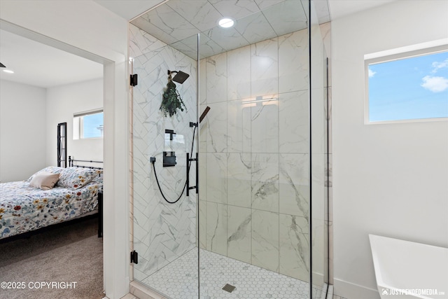 7864 Crane Cir, Anchorage, AK 99502 - full bath featuring ensuite bathroom, a stall shower, and recessed lighting