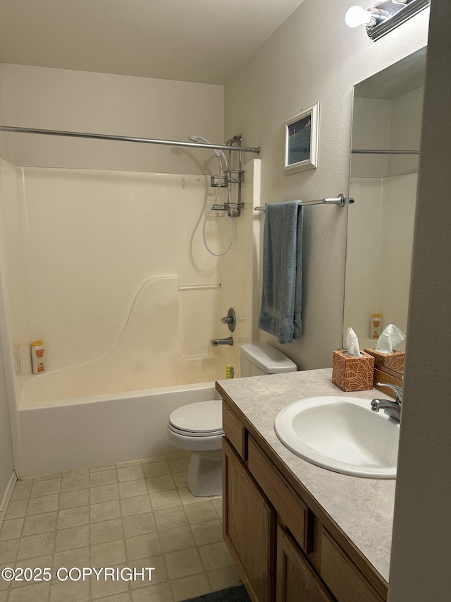 17491 Fire Eagle Way # 6, Eagle River, AK 99577 - bathroom with vanity, toilet, washtub / shower combination, and tile patterned floors