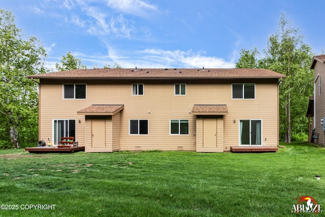 4106 E Country Fair Dr # A, Wasilla, AK 99654 - rear view of property featuring a yard and a wooden deck
