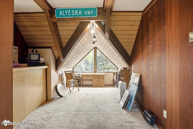 142 Vail Cir, Girdwood, AK 99587 - bonus room featuring carpet flooring, wood walls, and wooden ceiling