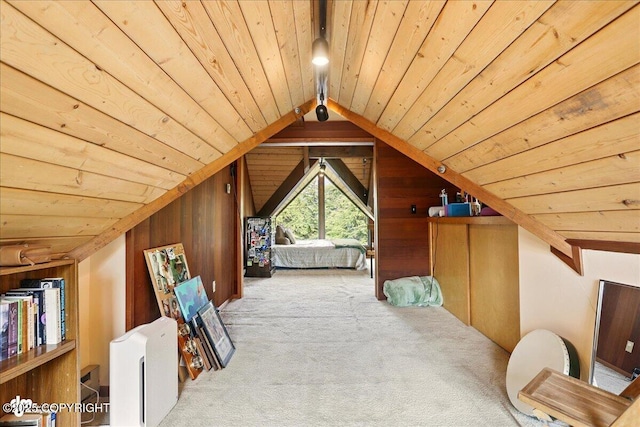 142 Vail Cir, Girdwood, AK 99587 - bonus room with lofted ceiling, wooden ceiling, carpet floors, and wood walls