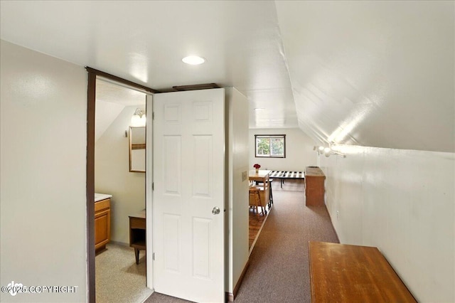 142 Vail Cir, Girdwood, AK 99587 - corridor featuring lofted ceiling