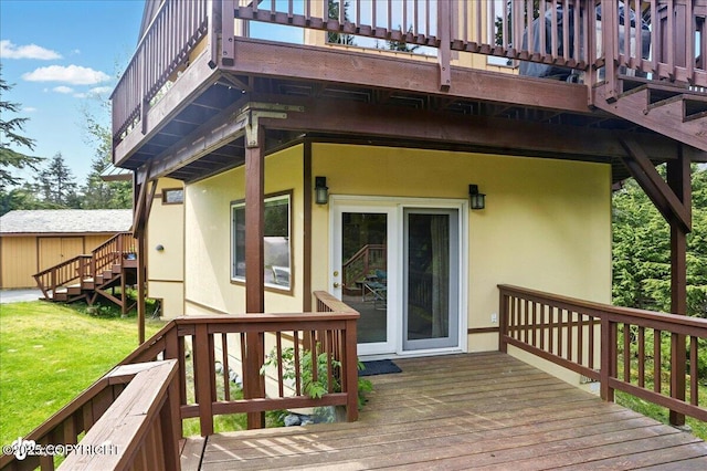 142 Vail Cir, Girdwood, AK 99587 - deck with a yard and stairway
