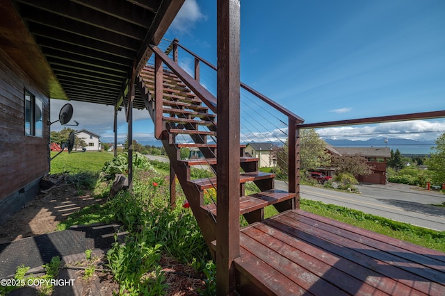 292 Mountain View Dr, Homer, AK 99603 - wooden terrace featuring stairway