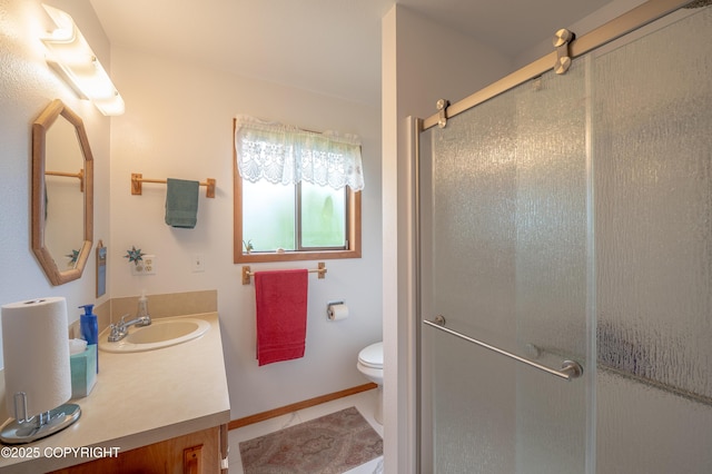 292 Mountain View Dr, Homer, AK 99603 - full bath featuring vanity, a stall shower, and tile patterned flooring