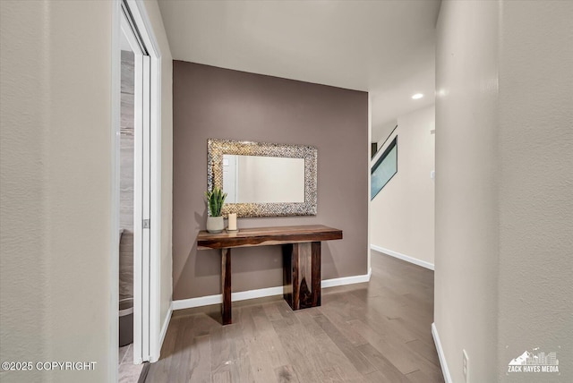 268 Dailey Ave, Anchorage, AK 99515 - hallway with wood finished floors, baseboards, and recessed lighting