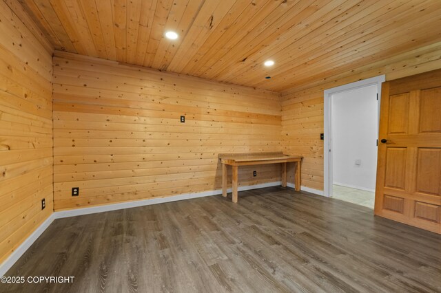 1855 Mission Rd, Homer, AK 99603 - empty room with wooden ceiling, recessed lighting, wood finished floors, and wood walls