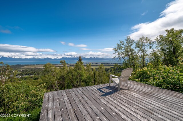 1855 Mission Rd, Homer, AK 99603 - wooden deck featuring a mountain view