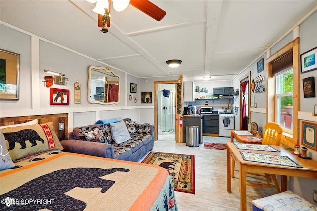 9637 N Buckingham Palace Rd, Willow, AK 99688 - living room featuring ceiling fan and light wood-style floors