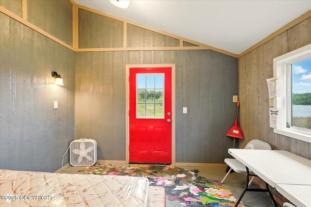 9637 N Buckingham Palace Rd, Willow, AK 99688 - entryway featuring healthy amount of natural light, vaulted ceiling, and baseboards