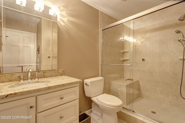 333 M St # 402, Anchorage, AK 99501 - bathroom featuring vanity, a stall shower, and toilet