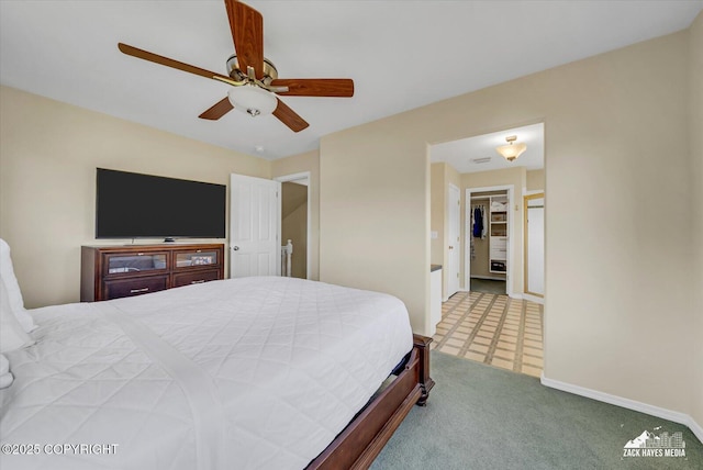 10201 Sextant Cir, Anchorage, AK 99515 - bedroom with baseboards, ceiling fan, carpet, and tile patterned floors
