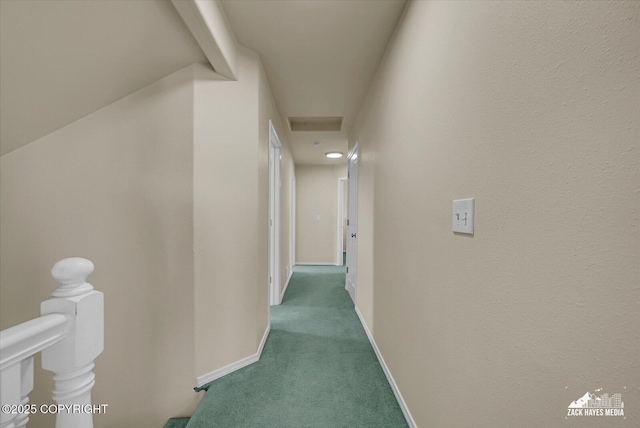 10201 Sextant Cir, Anchorage, AK 99515 - hallway featuring carpet floors, an upstairs landing, and baseboards
