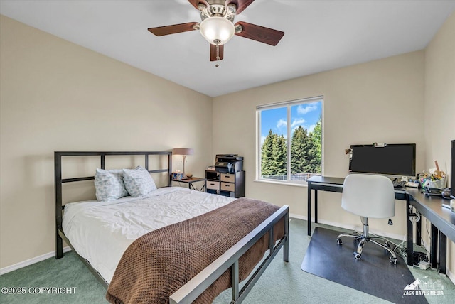 10201 Sextant Cir, Anchorage, AK 99515 - bedroom featuring carpet flooring, baseboards, a desk, and ceiling fan