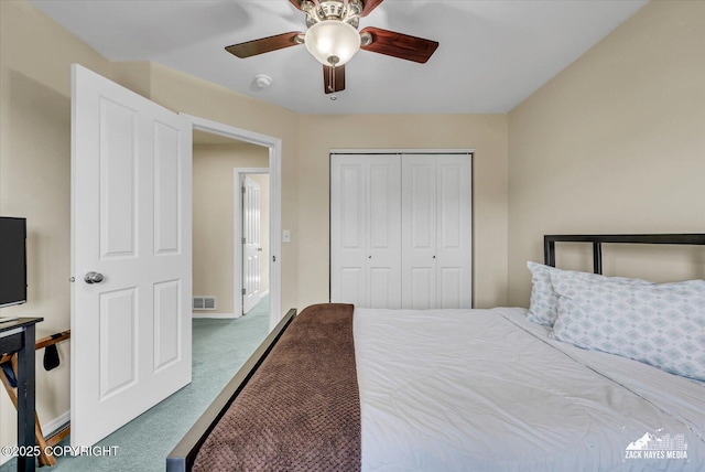 10201 Sextant Cir, Anchorage, AK 99515 - bedroom with carpet floors, a closet, baseboards, and ceiling fan