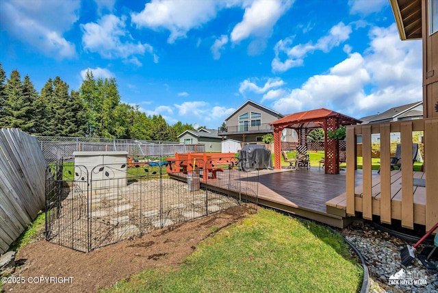 10201 Sextant Cir, Anchorage, AK 99515 - fenced backyard with a gazebo and a deck