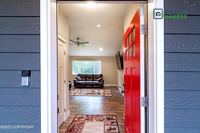 4124 N Coronado St, Wasilla, AK 99623 - entryway featuring wood finished floors, ceiling fan, and recessed lighting