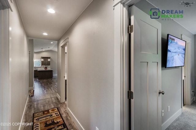 4124 N Coronado St, Wasilla, AK 99623 - hallway featuring dark wood-style floors and recessed lighting